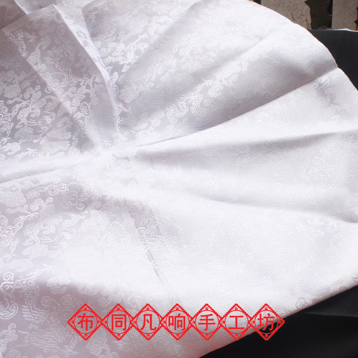 提花布织锦缎 古装汉服唐装礼服布料面料 sd cos 布料面料 白色