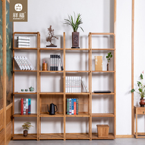 Xiangfu shelf office partition display stand floor-to-ceiling multi-layer bookshelf living room solid wood screen wrought iron storage rack