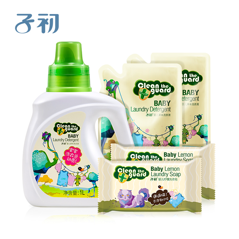 子初 婴儿洗衣液 4斤装儿童洗衣组合1L+500ml*2+80g*2皂产品展示图5