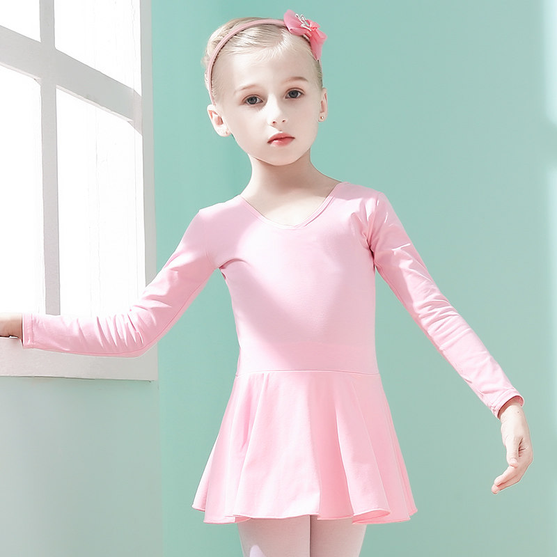 Buy Children's Dance clothes girls practice clothes cotton autumn jumpsuit long sleeves Latin