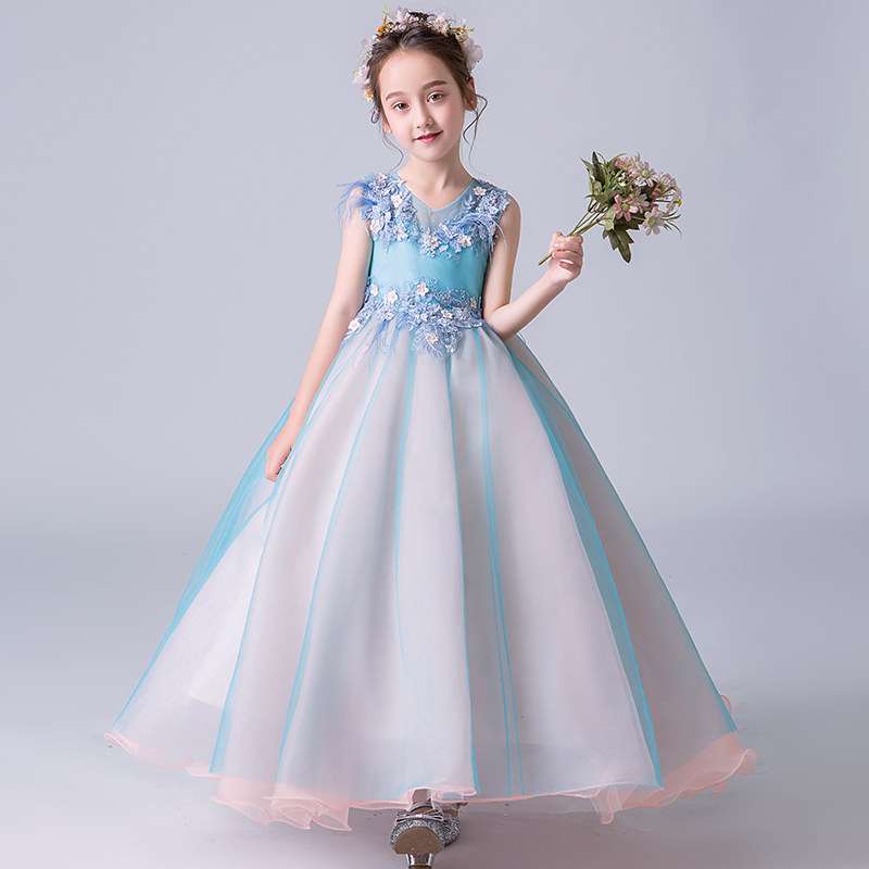 丽兰朵花童礼服公主裙女童长款演出服儿童蓬蓬裙晚礼服婚礼新款夏_折