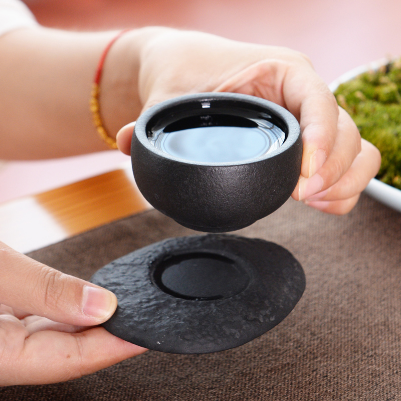 Japanese coarse pottery checking tea cup lava rock - coasters ceramic cup sample tea cup hat to individual CPU master CPU