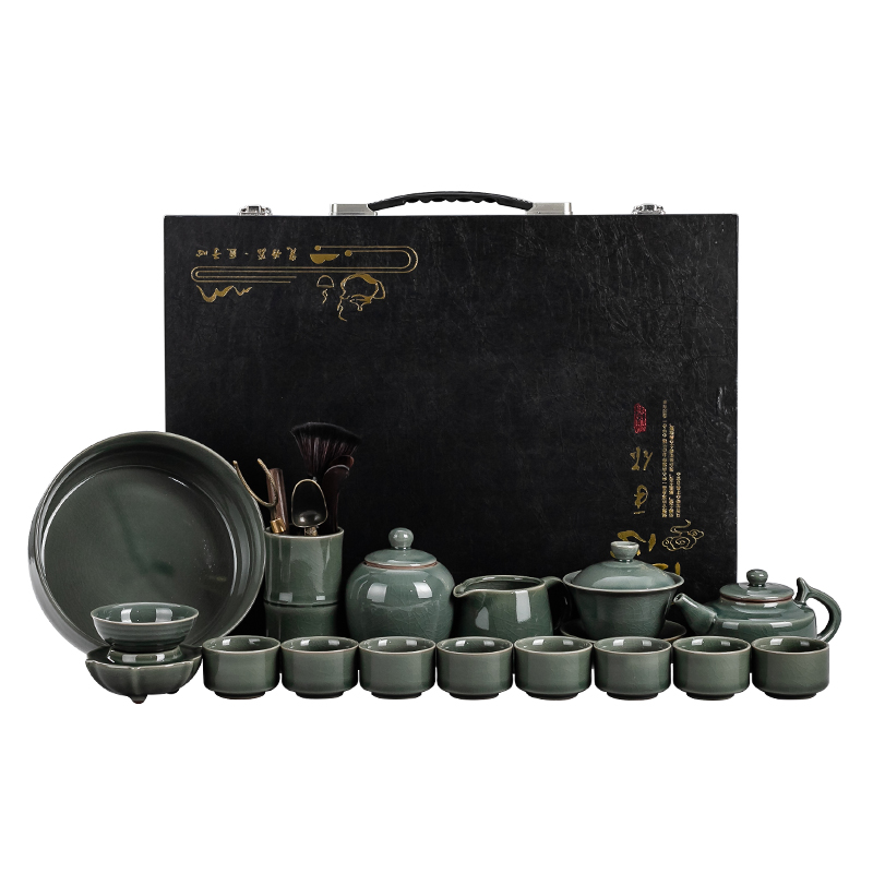 Japanese tea set the home office to receive a visitor teapot emerald green 秞 ceramic tea cup fresh small tureen