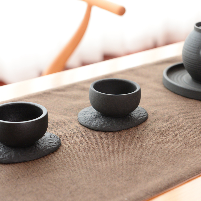 Japanese coarse pottery checking tea cup lava rock - coasters ceramic cup sample tea cup hat to individual CPU master CPU