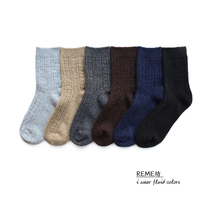 REME square classic solid color mens wool mid-tube socks winter thickened mens socks Japanese simple warm socks men