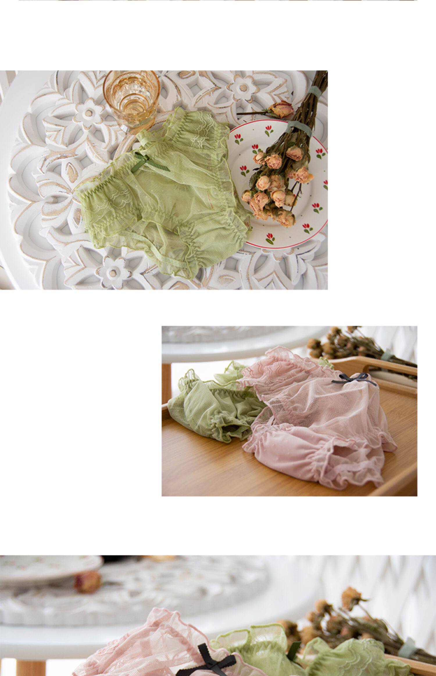 reme坊甜美网纱蕾丝性感透肤少女内裤日系清新纯色三角舒适内裤女