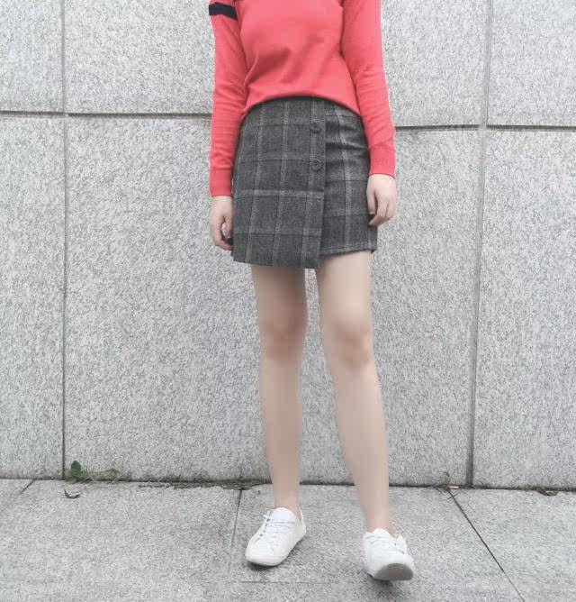 不规则高腰格子半身裙实拍 - 商品详情 - 搜款网 - 真实档口一手货源