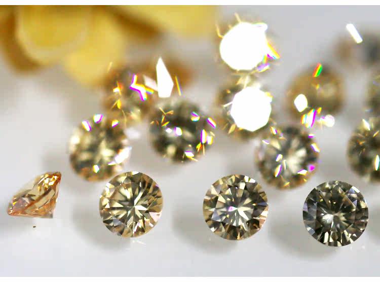 香槟色圆形型无孔锆石裸石原石diy晚礼服舞台服饰手工饰品配件_7折