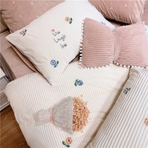 Winter baby velvet Baby four-piece set thickened warm double-sided velvet duvet cover Flannel Princess wind bedding