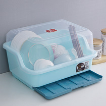 Plastic cupboard with lid chopsticks and tableware storage box kitchen drain bowl rack drawer-type dust-proof cupboard
