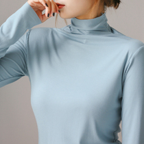 Half-height collar Long sleeves T-shirt Woman Modale 2021 new spring autumn hit undershirt 100 hitch black white foreign air blouse