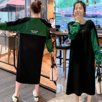 Pregnant women autumn pullover clothes female 2019 new long top loose Korean coat autumn and winter pregnant women dress