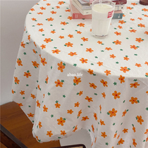 Po-homemade Korean ins orange flower small fresh tablecloth small floral French retro romantic elegant picnic cloth