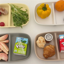 Po-Han Feng ins Solid Color Scrub 2-grid Dinner Plate Snack Fruit Salad Cake Plate for One Person