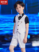 Childrens suit vest suit new short-sleeved flower girl dress piano performance suit boy host boy summer