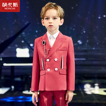 Childrens suit suit Three-piece British suit Boy dress Western style Middle child handsome piano performance suit