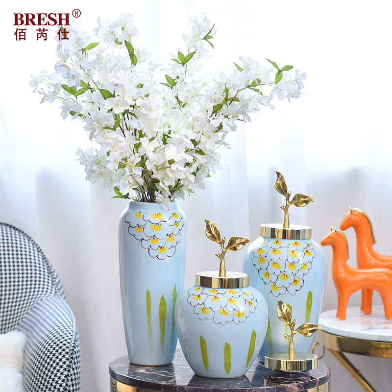 Light key-2 luxury ceramic vase copper flower arrangement suits for storage tank ou deserve to act the role of furnishing articles, the sitting room porch home decoration furnishing articles