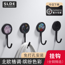 Punch-free light luxury porch clothes adhesive hook hanging wall Wall porch bathroom towel hook single coat hook