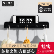 Toilet black adhesive hook space aluminum Nordic creative adhesive hook clothes hook bathroom hook hook hook hook car key adhesive hook