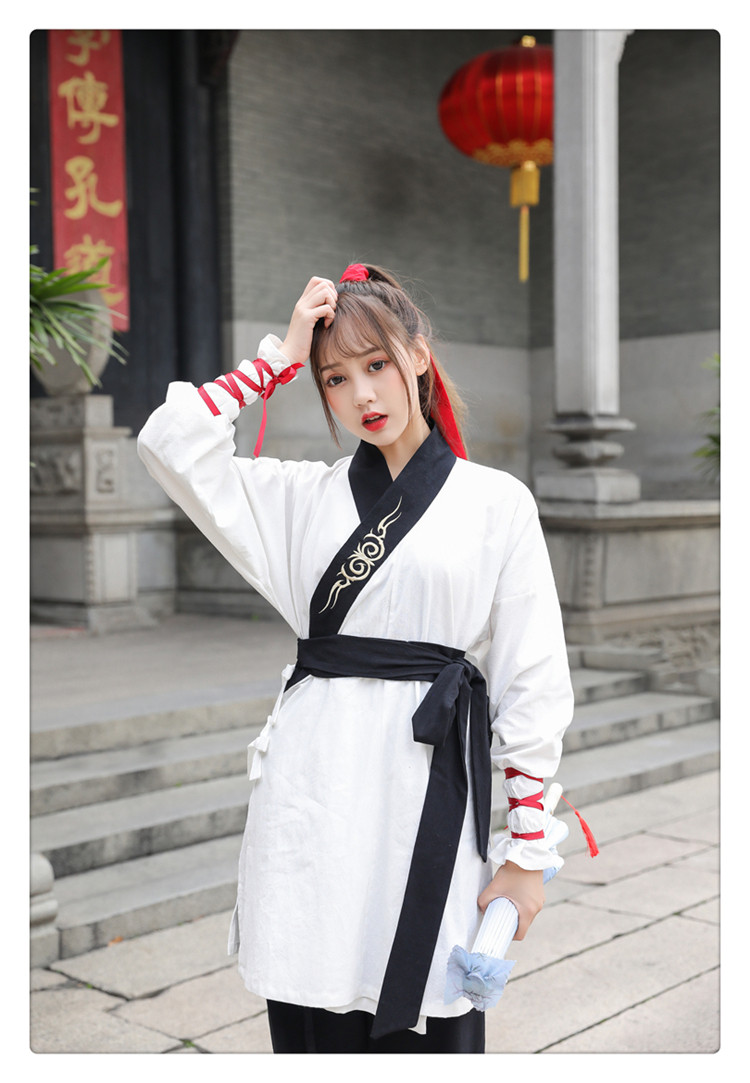 实拍6509古风汉服短打三件套装日常茶艺演出服男女同款汉元素裤子