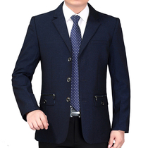 Spring and Autumn New Casual Suit Mens Middle-aged Single Suit Mens Top Fashion Single West Fashion Jacket