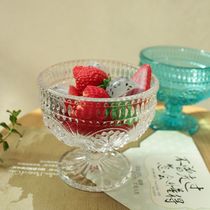 Butterfly flower European retro relief glass Sun flower Ice cream cup Milkshake cup Dessert salad bowl