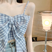 Big bow camisole vest female summer wear design sense ins Tide Super fire inside with bottom short sleeveless top