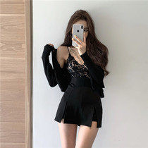 European and American style ins lace small camisole vest female inner summer short Super fire design sense niche sweet top