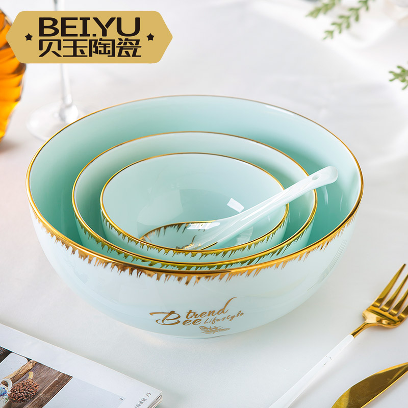 BeiYu celadon bee large eat rice bowl only 10 home mercifully rainbow such use ceramic rice bowl of soup bowl with rainbow such use