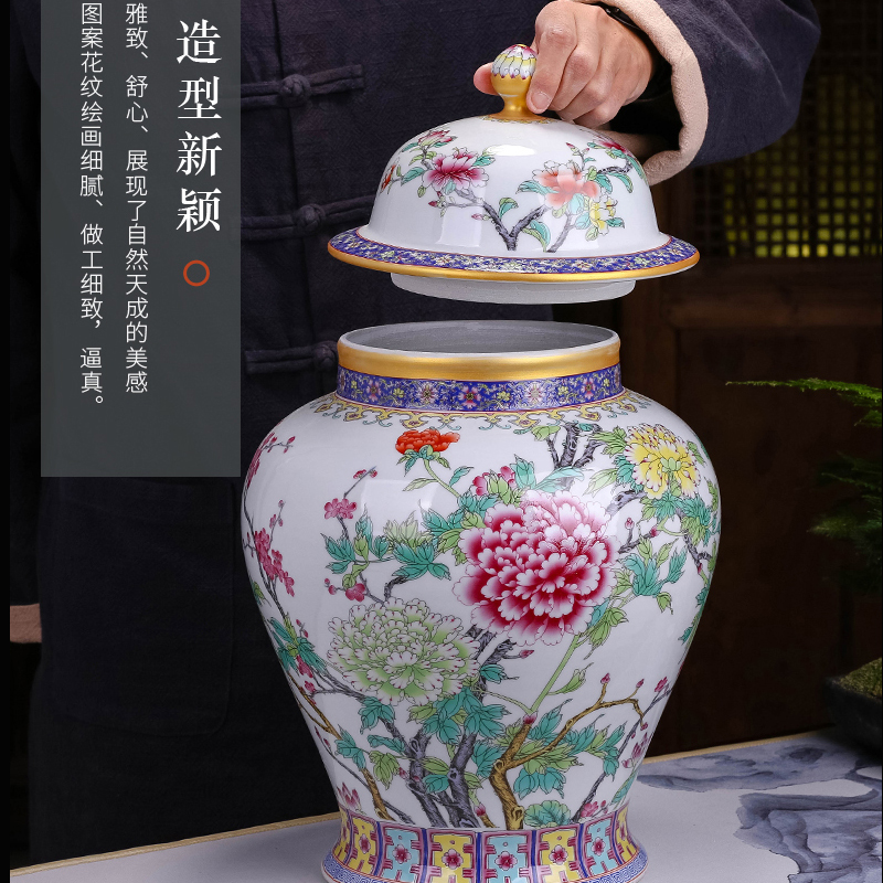 Palace restoring ancient ways is the general pot of storage tank furnishing articles ceramic tea pot big yards of pu 'er tea tea package box