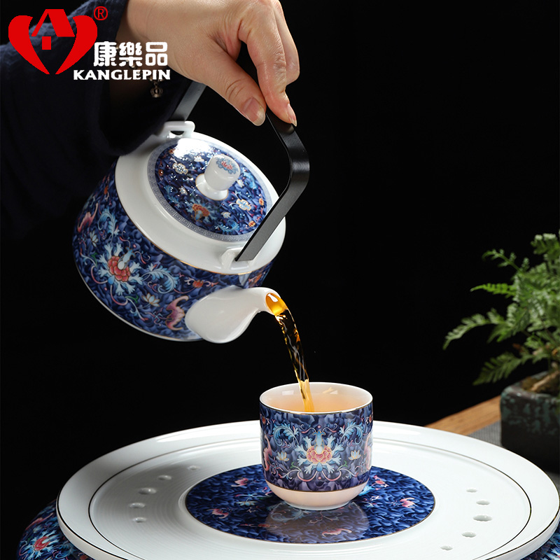 Recreational product girder pot of high - capacity ceramic colored enamel teapot teacup with teapot set of kung fu tea set