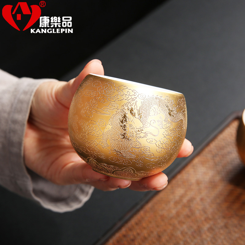 Recreational product suet jade porcelain fine gold relief master single cup large sample tea cup kung fu tea cups checking ceramic household