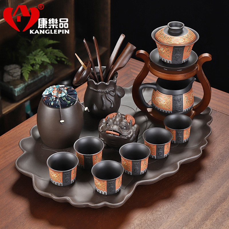 Recreational product ore violet arenaceous tureen tea set a complete set of contracted household teapot teacup tea tray was kung fu tea set