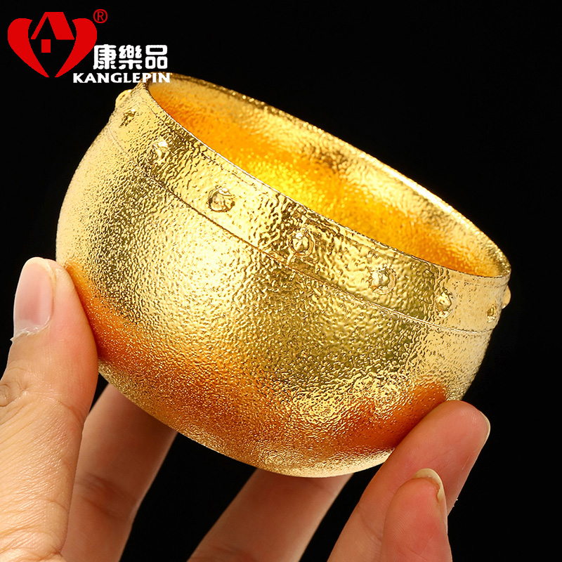 Recreational product violet arenaceous bodhi leaf yellow marigold ceramic checking sample tea cup tea cup 9.3 cm high, 5.3 cm wide