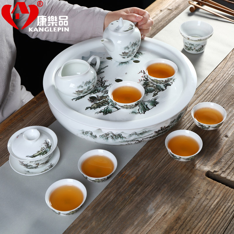 Recreation article 13 inches of a complete set of tea tray ceramic household suit kung fu tea pot saucer double circular Chinese style