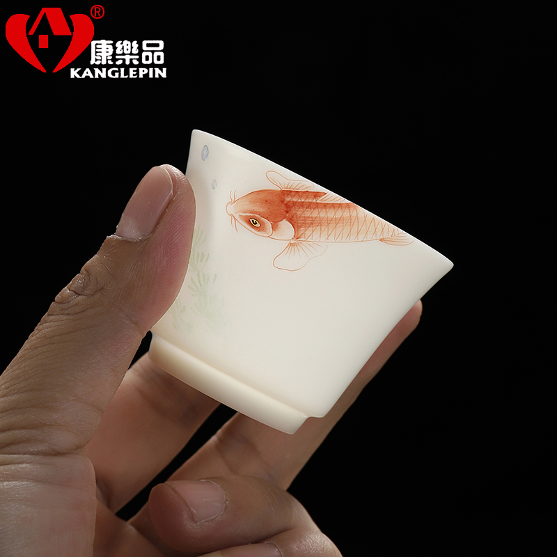 Recreational product hand - made thin foetus tureen 10 into the suit household leather box of kung fu tea set ceramic suet jade tureen sitting room