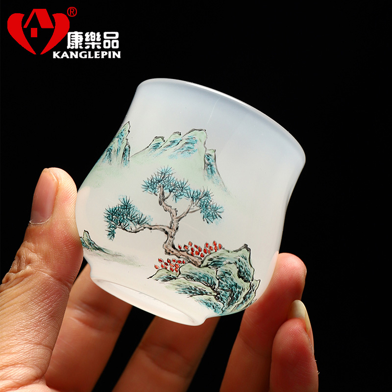 Recreational products under the coloured glaze jade porcelain glaze colorful pure hand - made kung fu tea tea cup sample tea cup glass sheet fullness