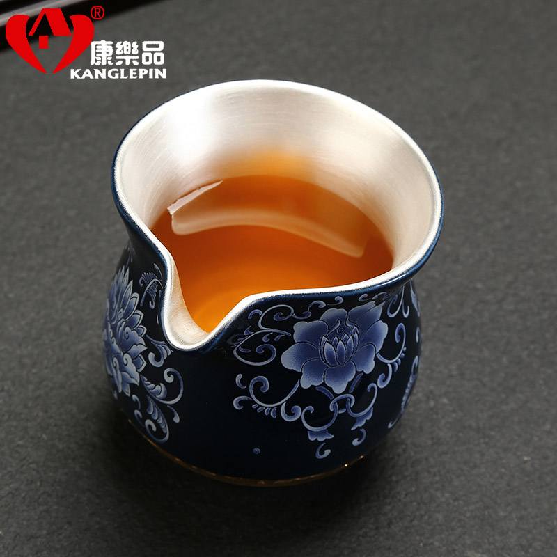 Recreational product ceramic fair tasted silver gilding silver cup 999 silver kung fu tea cup tea, more large heat