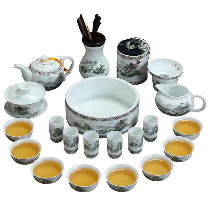 Recreational tea with 26 head pastel khe sanh friends jingdezhen ceramic kung fu tea sets accessories teapot teacup