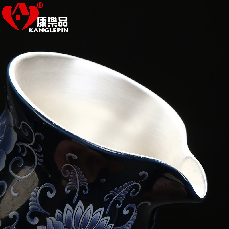 Recreational product ceramic fair tasted silver gilding silver cup 999 silver kung fu tea cup tea, more large heat