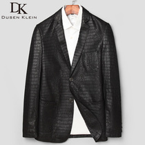 Genuine leather men crocodile sheepskin business leisure two butt suit leather men's jacket