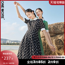 ONE MORE2021 summer new retro polo dress short sleeve temperament chiffon skirt long dress thin commute