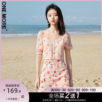 ONE MORE2021 summer new printed skirt floral high waist temperament hyuna wind floral temperament short skirt women