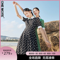 ONE MORE2021 summer new retro polka dot dress short-sleeved temperament chiffon skirt long skirt thin commuter