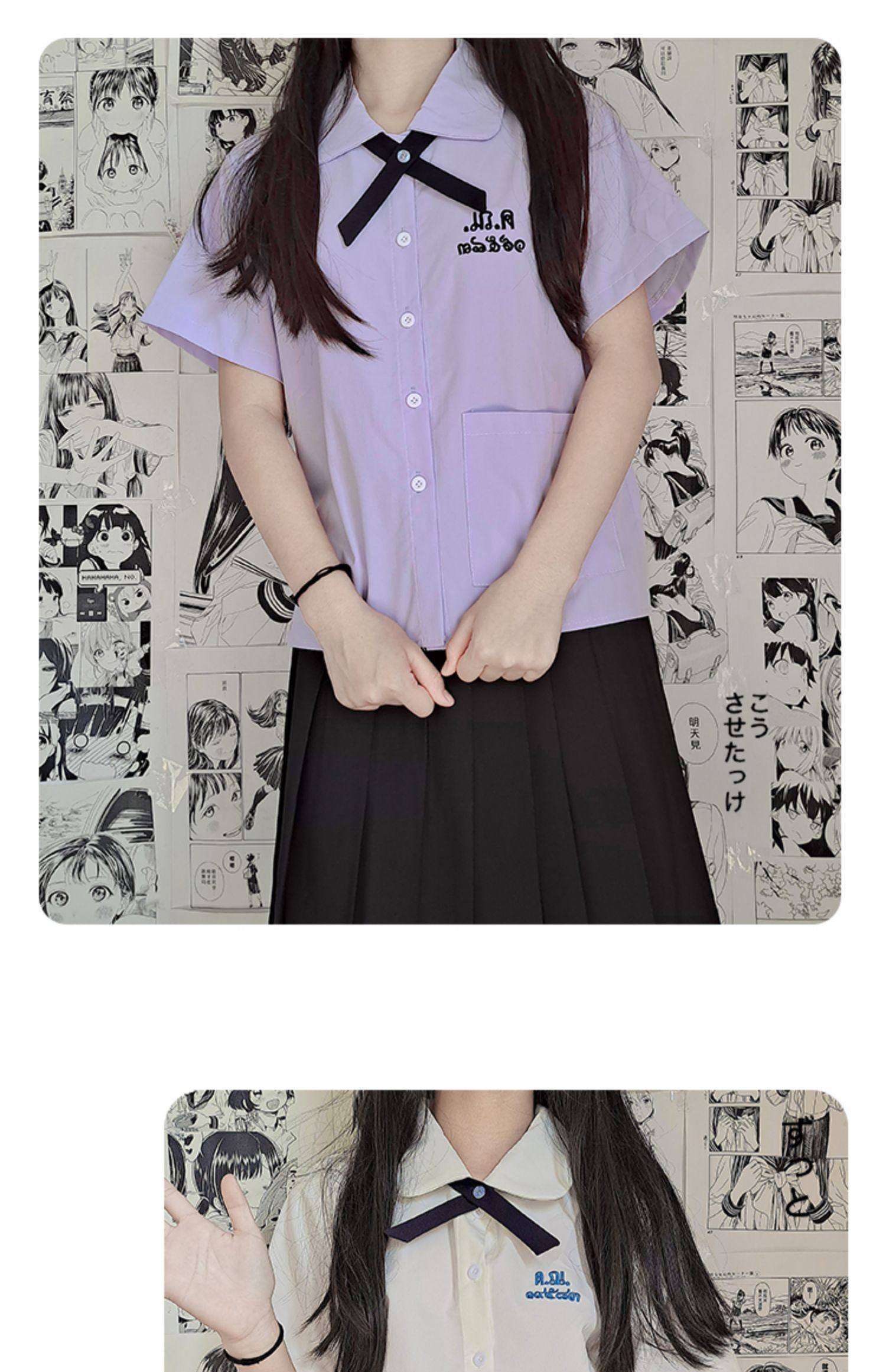 639#实拍泰国校服娜诺禁忌女孩jk衬衫制服高中学生毕业班服套装 - 17