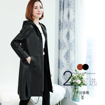 women's mid-length new hooded middle aged sheepskin trench coat