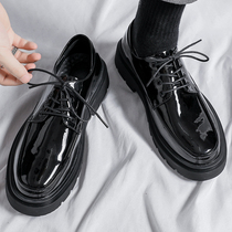 Casual Leather Shoes Man Superior Yingren Wind Bright Face Lacquered Leather Head Shoes Mens Korean Version Trend Wedding Groom Shoes