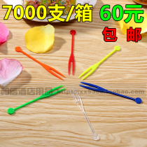 Bulk delivery disposable fruit fork OK fruit fork color fruit fork plastic fruit stick food fork