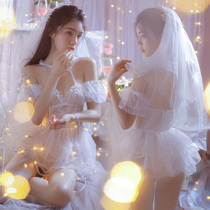 Sexy Pure Desire Lingerie Bride Female Emotional Pajamas Perspective Lace Suspender Skirt Sexy Uniform Hot Free Suit