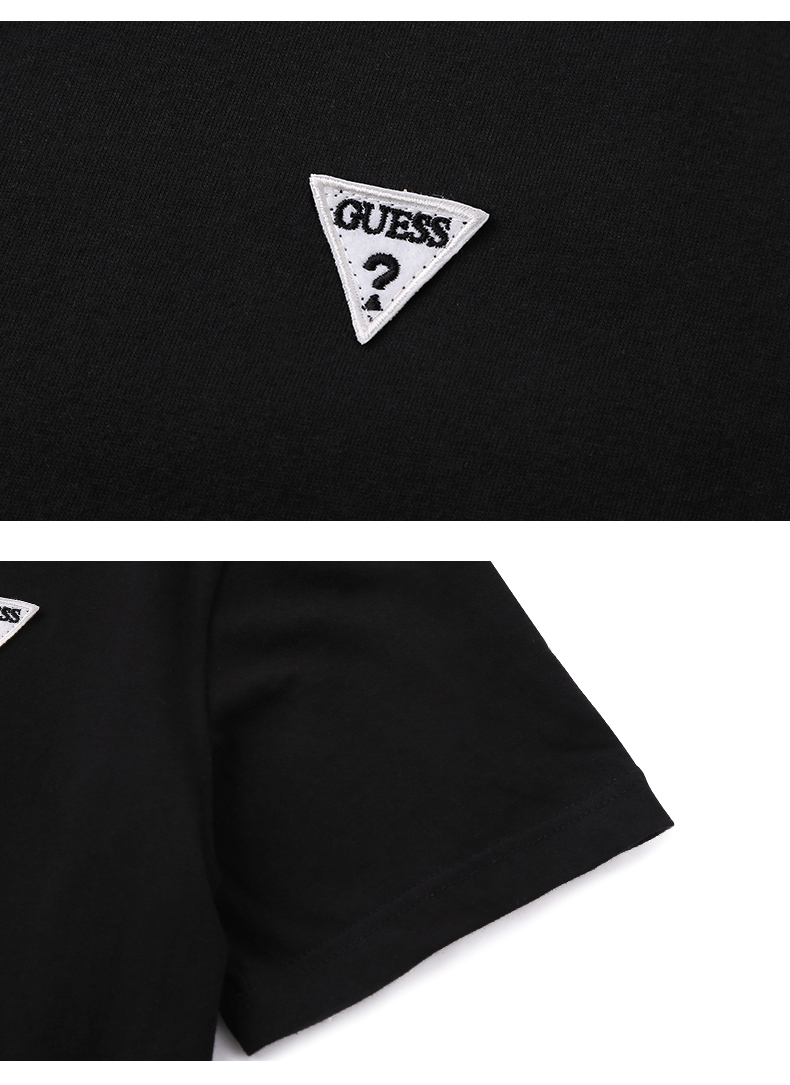 guess 情侣款18春男士纯色倒三角小logo短袖t恤-mi2k8412k